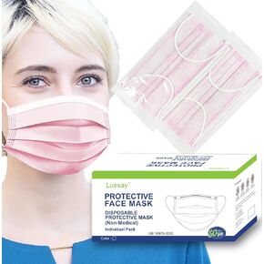 50PCS Disposable Masks Individually Packed 3-Layer Protection Suitable for Adults Elderly and Children.