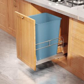 40 QT Door Mounting Pull Out Trash Can Under Cabinet for Kitchen,Slide Out Garbage Can Kit with Soft-Close Slides,Garbage Can Not Included,Requires Minimum Cabinets Opening 12.2" W X 17.6" D