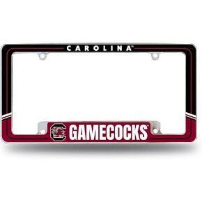 Rico Industries NCAA South Carolina Gamecocks Two-Tone 12" x 6" Chrome All Over Automotive License Plate Frame for Car/Truck/SUV