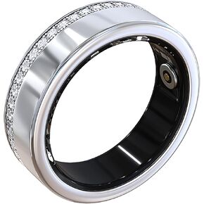 Smart Ring for Women Fitness Ring Diamond Activity Tracker Heart Rate Monitor Sleep Smart Rings Pedometer Calorie Counter Ladies Rings for Women Silver