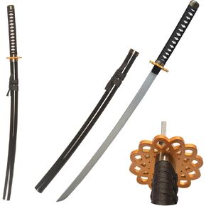 40" Plastic Black Katana Anime Atomic Samurai Sword with Gold/Blue Guard for Cosplay, Performance Props