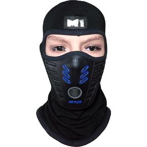 M1 Full Face Cover Balaclava Protection Filter Rubber Ski Dust Mask (BALA-FILT-RUBB-BKBL) Black