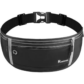 Running Belt Fanny Packs for Men Women,ROSIMAX Waist bag Money Belt Running Phone Holder 4 Pockets Lycra Water Resistant Runners Belt Pouch For Sports Workout Fits Big Phones Up to 8’’（X-Large)