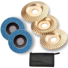 Wood Carving Tools, Wood Carving Disc Set, Angle Grinder, Grinding Wheel Shaping Disc for Wood Cutting, Grinding Shaping Disc for Woodworking(Set of 5)