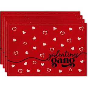 Galentine's Day Placemats Set of 4, Galentines Gang Table Mats, Galentines Day Decorations, Galentine’s Day Party Supplies for Valentines Day Party Kitchen Dining Table Decorations GG