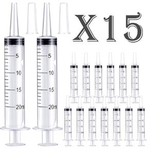 15 Pack-20ml Plastic Feeding Syringe with Cap,Individually Packge Sealed,Measuring Liquid Syringe Suitable for Industrial Scientific Labs Animal Husbandry