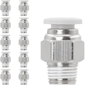Pneumatic 1/8" Push to Connect Fittings 1/4 Inch Tube OD x 1/8 Inch NPT Pneumatic Fittings Push in Connectors(Pack of 10)