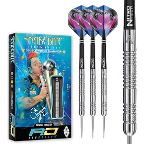 RED DRAGON Peter Wright Snakebite Euro 11: 20g or 24g Tungsten Darts Set with Flights and Stems