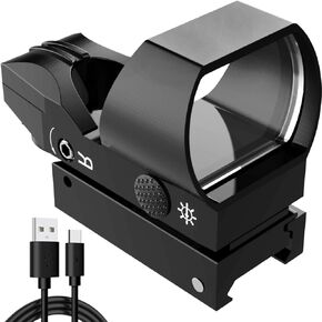 Reflex Sight - 4 Reticles Red Dot Sight with 20mm Picatinny Rail Mount,Rechargeable Design with 40mm Lens