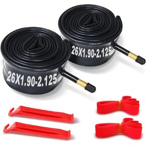 Bike Inner Tube16''20''24''26''29'' Bicycle Tube, with Rim Strips&Levers - Schrader Valve - 2 Packs