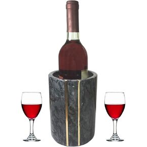 دلو مبرد النبيذ الرخامي ， Wine & Champagne Cooler للحفلات والعشاء - حافظ على النبيذ والمشروبات الباردة （أسود）