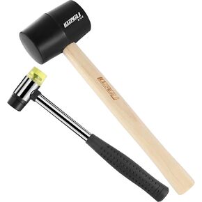 2-Pack Rubber Mallet Hammer Set, 8oz & 25mm Small Rubber Mallet Hammer Tool, Rubber Mallet for Flooring, Tent Stakes, Woodworking, Camping, Crafts, Jewelry Wood Rubber.