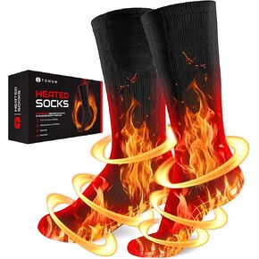 Rechargeable Heated Socks Men Women - Washable Battery Operated Foot Warmer for Ski Hunting - Electric Winter Heating Socks for Work Boot Toe Sleep Bed Indoor Outdoor Sports Walking Research