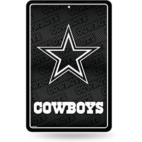 Rico Industries NFL Dallas Cowboys Carbon Fiber Large Metal Sign 11" x 17" Large Metal Home Décor Sign