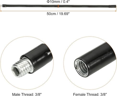 Patikil 20 "Groenseck ، 3/8" أنثى إلى ذكور الخيط المعدني Universal خراطيم مرنة ARM GOSONECK أنبوب التمديد لكاميرا الحركة ، الهاتف ، الميكروفون ، الأسود in Kuwait