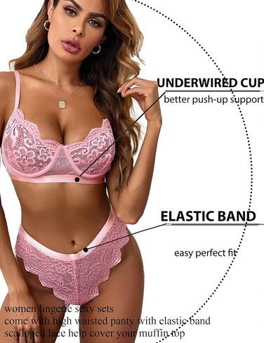Avidlove Women Lingerie Sexy Sets with Underwire Lace Bra and Panty Set Push Up Two Piece Lingerie in Kuwait