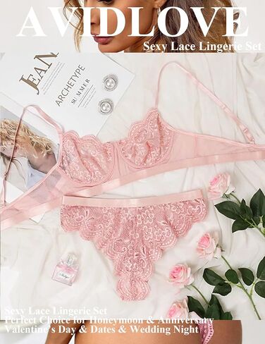 Avidlove Women Lingerie Sexy Sets with Underwire Lace Bra and Panty Set Push Up Two Piece Lingerie in Kuwait