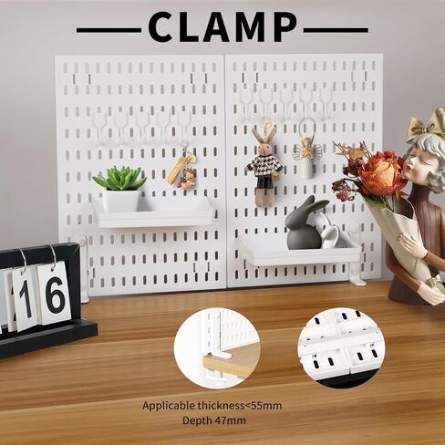 Versatile Clamp-On Pegboard Set - Ideal for Student Desktop DIY Projects, Office Organization, Adjustable Desk Organizer, and Home Creativity with 10 Hooks and 2 Adjustable Shelves Included in Kuwait