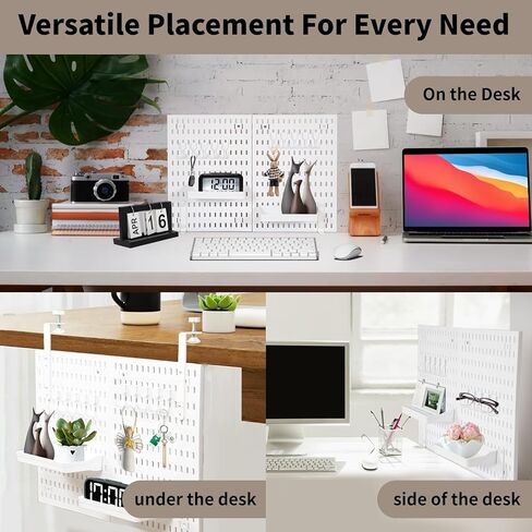 Versatile Clamp-On Pegboard Set - Ideal for Student Desktop DIY Projects, Office Organization, Adjustable Desk Organizer, and Home Creativity with 10 Hooks and 2 Adjustable Shelves Included in Kuwait