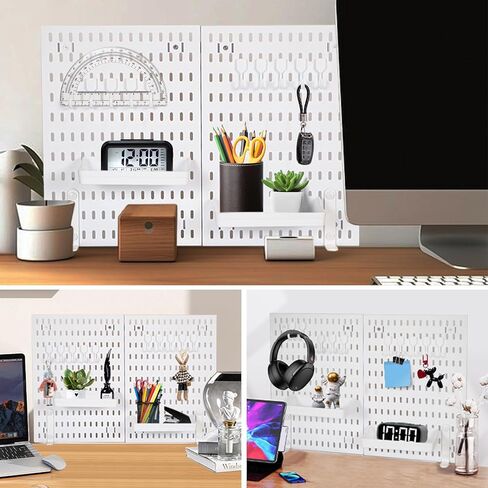 Versatile Clamp-On Pegboard Set - Ideal for Student Desktop DIY Projects, Office Organization, Adjustable Desk Organizer, and Home Creativity with 10 Hooks and 2 Adjustable Shelves Included in Kuwait