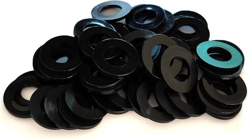 NACX 50Pcs Black Nylon Plastic Round Flat Washer Gasket Spacer Fastener M14 x 27mm x 2.5mm in Kuwait