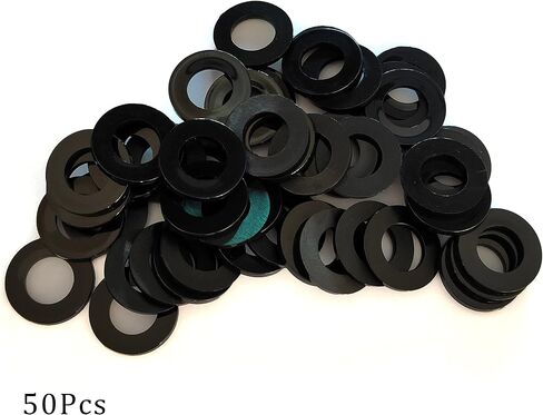 NACX 50Pcs Black Nylon Plastic Round Flat Washer Gasket Spacer Fastener M14 x 27mm x 2.5mm in Kuwait
