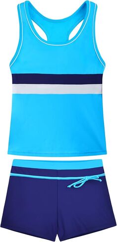 Girls Tankini 2 Piece Swimsuit Racerback with Shorts Quick Dry Bathing Suit for Girls 3-14Y in Saudi Arabia