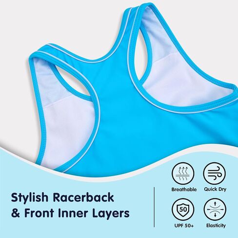 Girls Tankini 2 Piece Swimsuit Racerback with Shorts Quick Dry Bathing Suit for Girls 3-14Y in Saudi Arabia