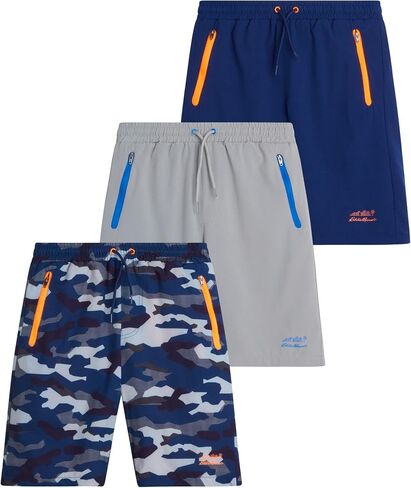 Eddie Bauer Boys' Active Shorts - 3 Pack Quick Dry Athletic Shorts - Hybrid Mesh Performance Shorts for Boys (4-16) in Saudi Arabia
