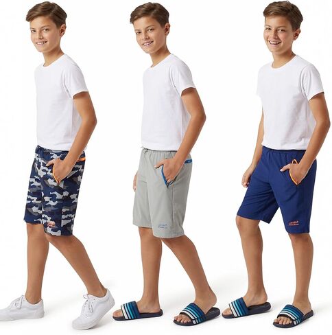 Eddie Bauer Boys' Active Shorts - 3 Pack Quick Dry Athletic Shorts - Hybrid Mesh Performance Shorts for Boys (4-16) in Saudi Arabia