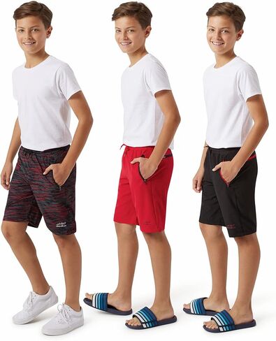 شورتات إدي باور بويز النشطة - 3 شورتات رياضية سريعة الجافة - شورتات أداء هجين للأولاد (4-16) in Kuwait