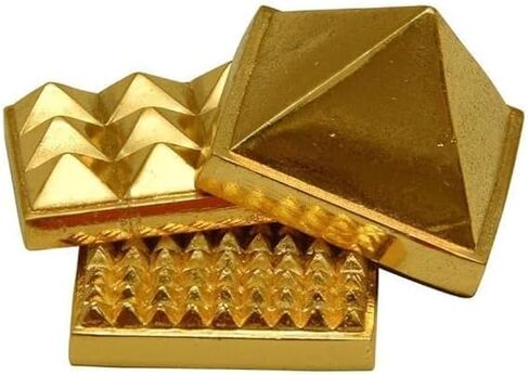 هرم معدني للمنزل والمكتب، منتجات فنغ شوي للمدخل الشمالي الغربي، الباب الرئيسي، المطبخ، هرم فاستو ثلاثي الطبقات ثلاثي الطبقات (لون ذهبي)، قياسي، DS2806202499004 in Kuwait