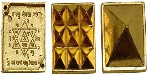 هرم معدني للمنزل والمكتب، منتجات فنغ شوي للمدخل الشمالي الغربي، الباب الرئيسي، المطبخ، هرم فاستو ثلاثي الطبقات ثلاثي الطبقات (لون ذهبي)، قياسي، DS2806202499004 in Kuwait