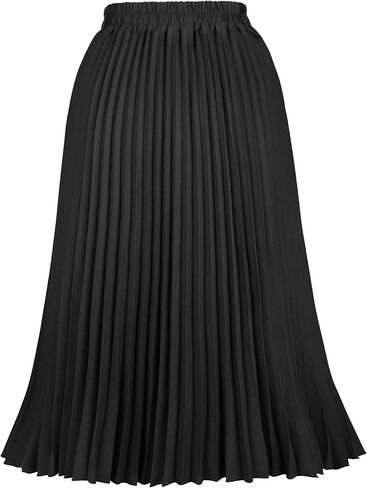 Women's Pleated Skirts High Elastic Waist A-Line Swing Skirt Midi Length in Saudi Arabia