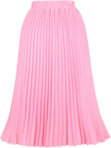 Women's Pleated Skirts High Elastic Waist A-Line Swing Skirt Midi Length in Saudi Arabia