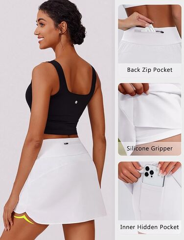 PINSPARK Golf Skirts for Women Silicone Grippers Tennis Skirt with Shorts Underneath Pockets Athletic Pickleball Casual Skort in Kuwait