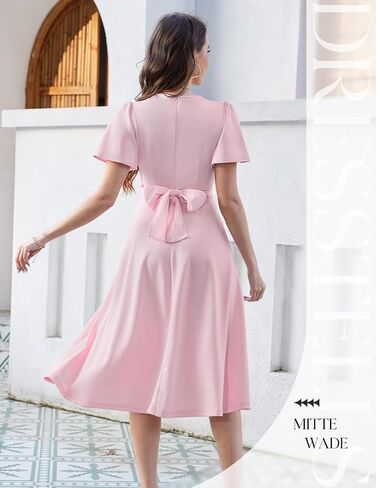 DRESSTELLS Women's Cocktail Dress with Pockets 2025, Twist Knot Ruched Wrap Dresses, V Neck & Bow Tie in Kuwait