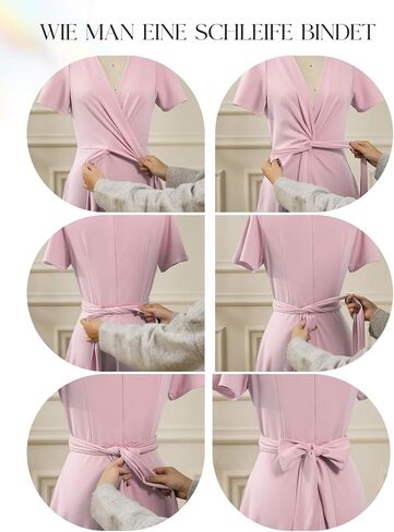 DRESSTELLS Women's Cocktail Dress with Pockets 2025, Twist Knot Ruched Wrap Dresses, V Neck & Bow Tie in Kuwait