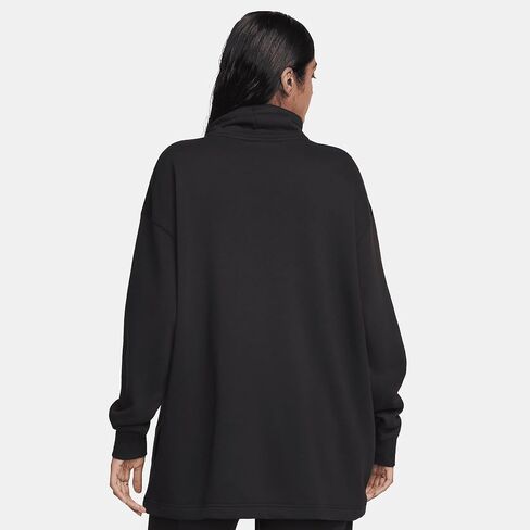 Nike Sportswear Club Fleece Women's Oversized Mock-Neck Sweatshirt (FB8664-010, Black/White) in Saudi Arabia