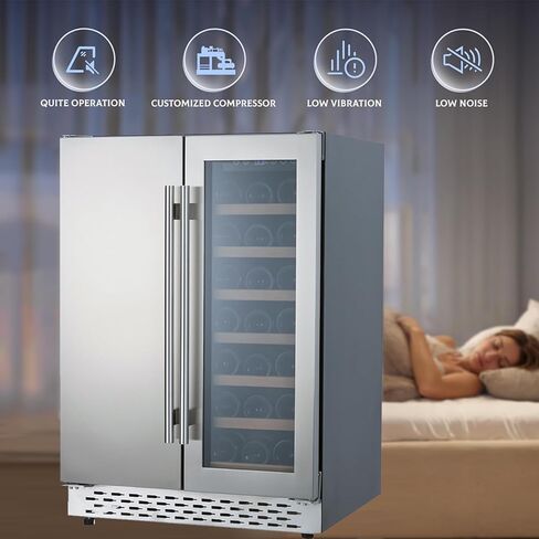 مبرد المشروبات والنبيذ - منطقة مزدوجة، مدمج وقائم بذاته، يحمل 54 علبة و20 زجاجة، تحكم مستقل في درجة الحرارة، ضاغط هادئ مطور in Kuwait