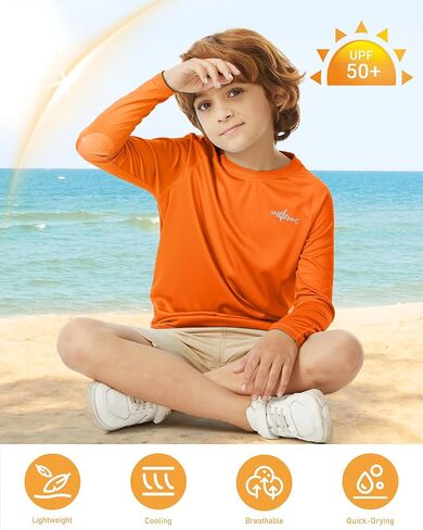 الأولاد حارس الطفح الطفح طويل الأكمام قميص الصيد الأطفال UPF 50+ حماية من أشعة الشمس قمصان سباحة شباب spf قميص جاف سريع in Kuwait