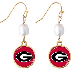 Georgia Bulldogs Diana Gold and Pearl Dangle Earrings Jewelry Gift UGA
