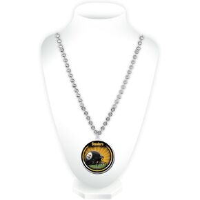 Rico Industries NFL Pittsburgh Steelers - Disk Team Logo Mardi Gras Style Beads