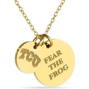Stone Armory Necklace for TCU Horned Frogs - 18K Gold-Plated Stainless Steel Jewelry Designed for Sensitive Skin - Adjustable 16-20in Chain, Gift for Texas Christian University Fans