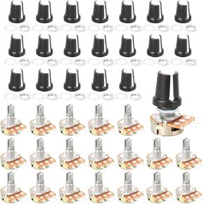 WWZMDiB 80 Pcs WH148 3Pin Potentiometers with Knobs 15mm Shaft ([03]- 500K ohm)
