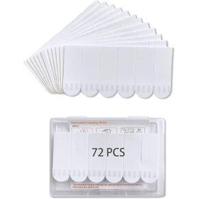 72 Small Refill Strips, Damage Free Hanging Wall Adhesive Strips for Indoor Wall Hooks, Wall Hanging Strips for Holiday Posters and Decorations,Removable Double Sided Adhesive Strips