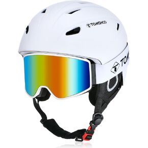 TOMSHOO Ski Helmet and Goggles Set Snowboard Helmet with Goggles for Men, Women Shockproof Windproof Gear for Snowboarding Skiing