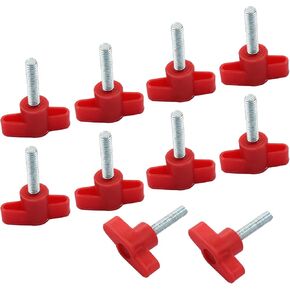 10Pcs T-Shape Clamping Knob M6 x 25mm Thread Screw Knobs Thumb Screws Handle Tightening Screw Knobs, Red