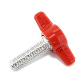 1/4"-20 x 7/8" Thumb Screw Stainless Steel - Red Tee Wing Plastic Knob - Standard/Coarse Thread Thumbscrew - Length: 0.875" - Proudly Built in USA - Package of (4)