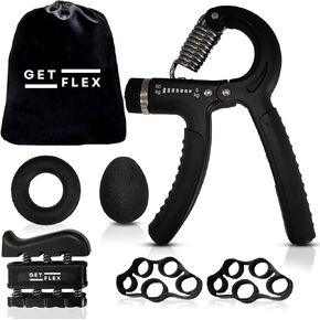 GETFLX Hand Grip Exerciser Strengthener Kit - 6 Pack, Grip Strength Trainer, Wrist And Forearm Strength Trainer Adjustable Spring Resistance Ranging From 11 To 132 Lbs(5 To 60kg)